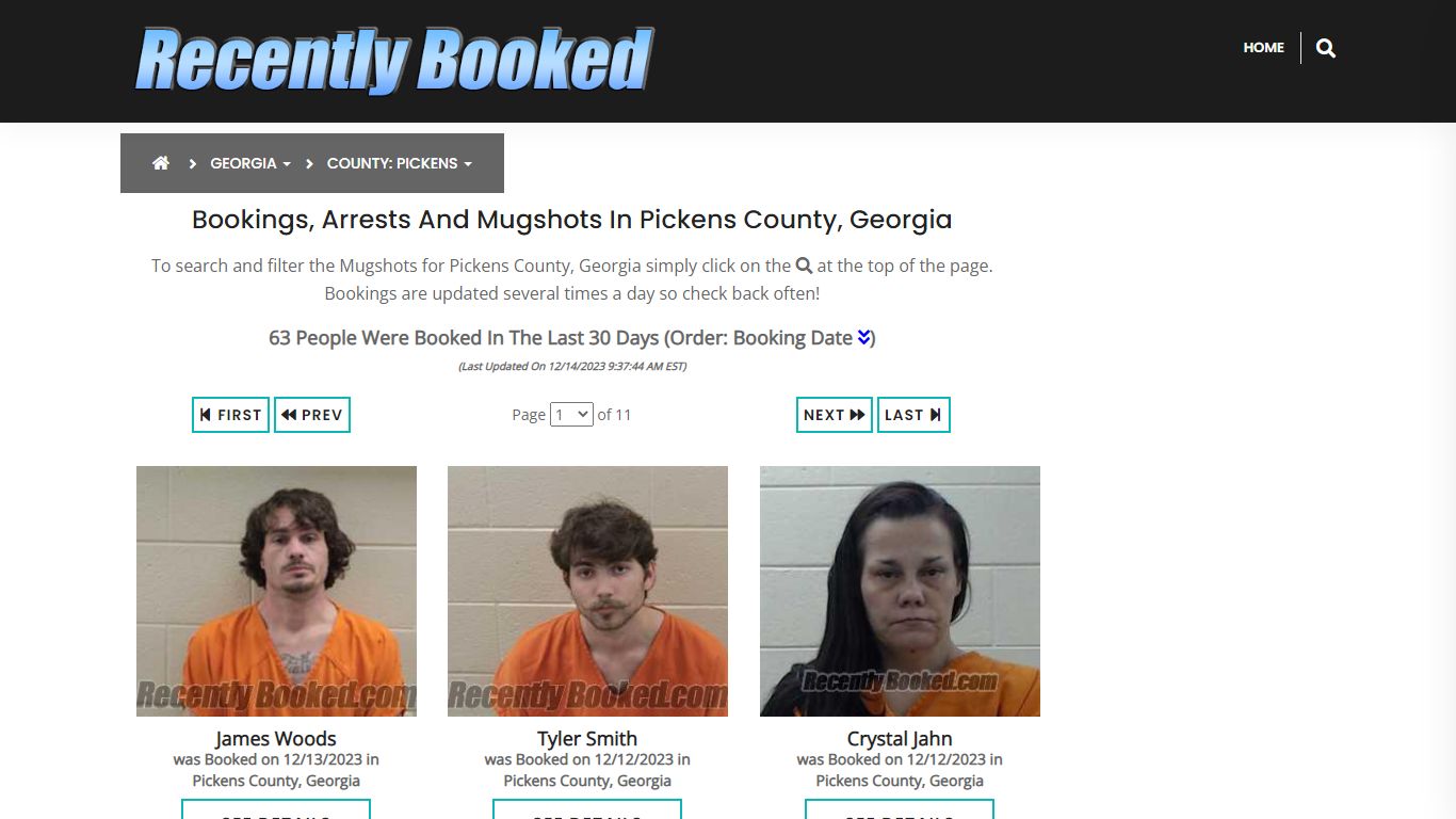 Recent bookings, Arrests, Mugshots in Pickens County, Georgia